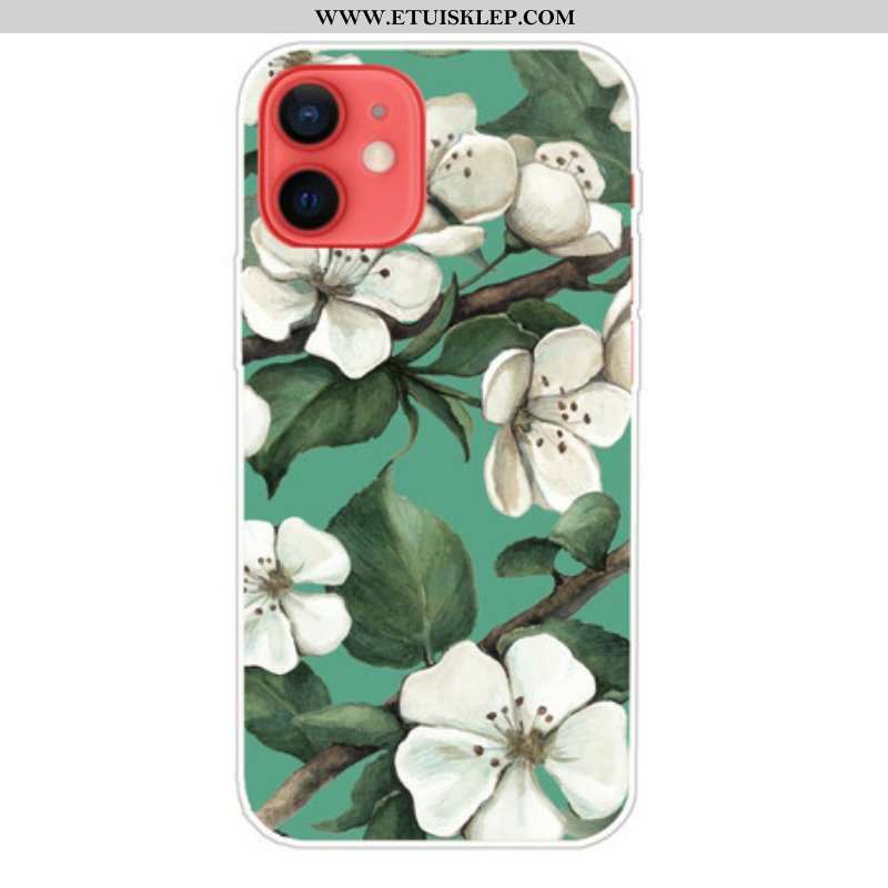 Etui do iPhone 13 Mini Malujący Biali Kwiaty